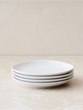 West Elm White Organic Porcelain Appetizer Plate Sets - Set of 4